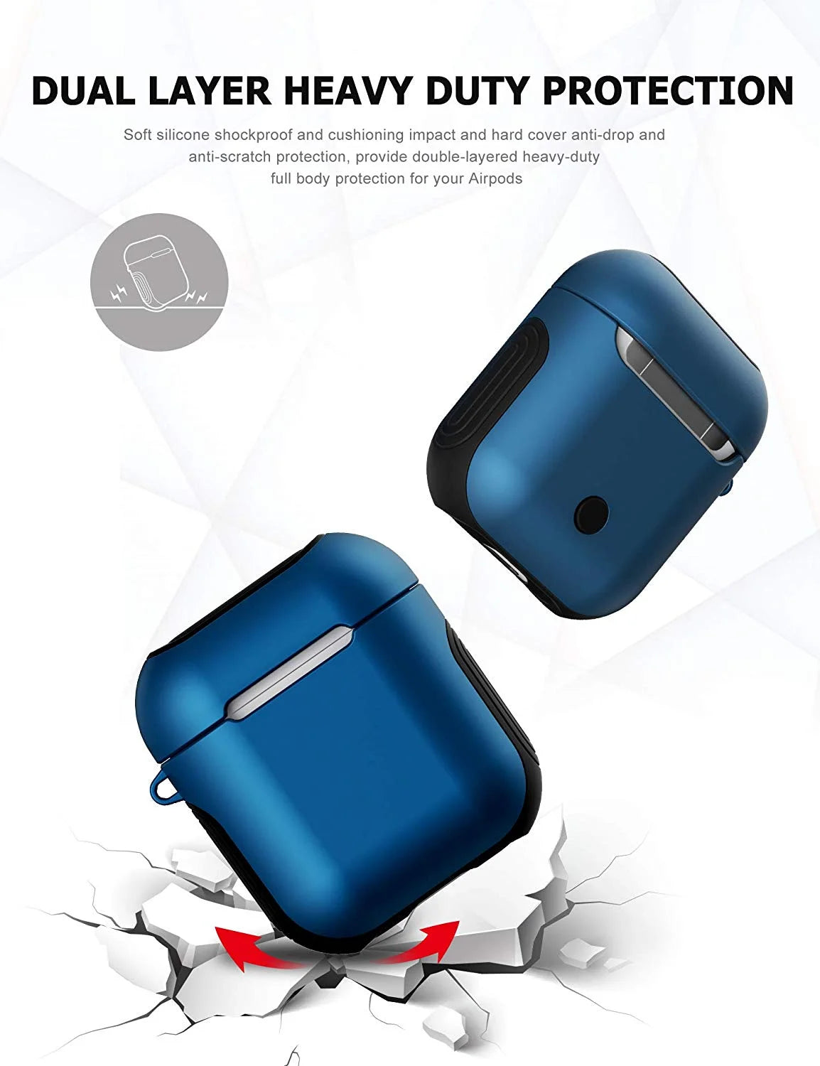 Airpods Silicone Case Cover – Dual-Layer Hybrid Hard Protective Skin for Apple Airpods Charging Case (1St & 2Nd Gen Compatible)